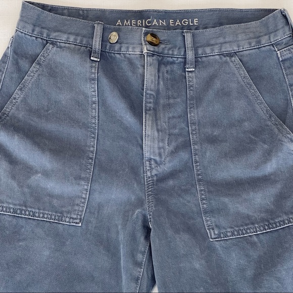 American Eagle wide leg crop pants blue denim jeans 8 X LONG loose wide legged - Picture 3 of 15